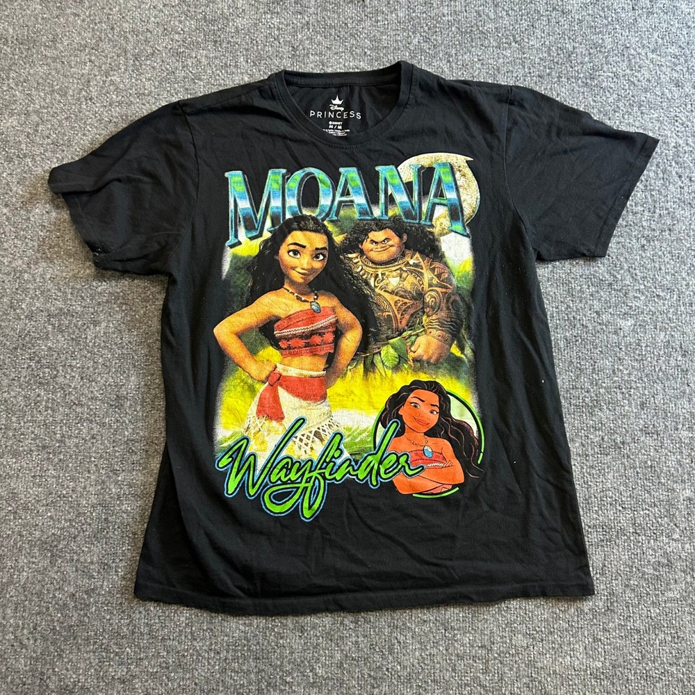 Disney Princess T-Shirt Womens Size M Moana Wayfinder Maui Black Graphic Tee